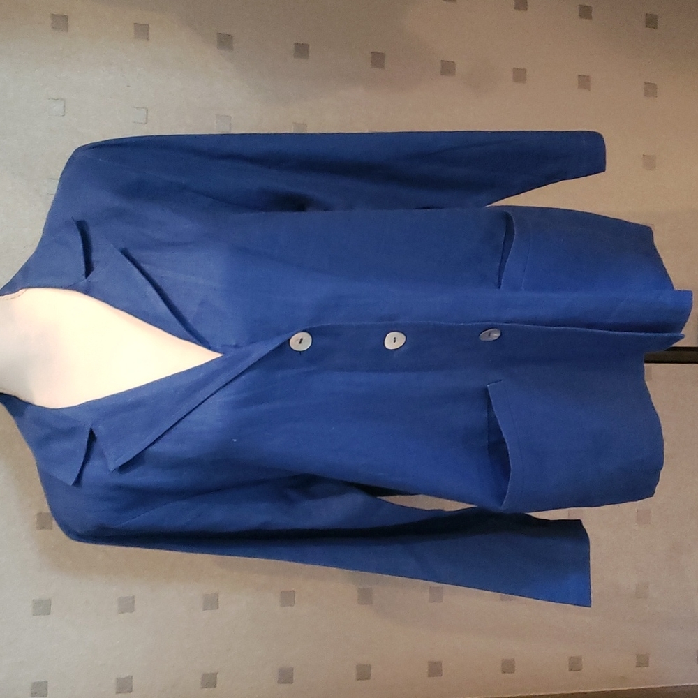 Linen Outfit JPR Jacket Blazer, Blue, Size M classic
